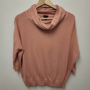 Ann Taylor Pink Cowlneck Knit Sweater 3/4 Sleeve Cashmere Blend Women's Size M